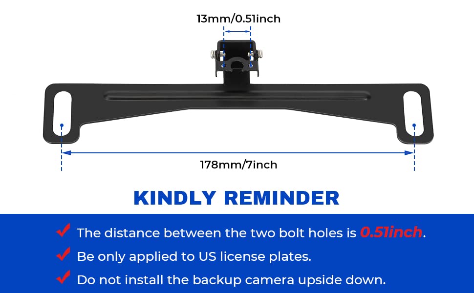 Backup Camera License Plate Bracket, Alpha Rider Universal Car Dash Cam Mirror Camera Kit, Rear Reverse License Plate Camera Mou