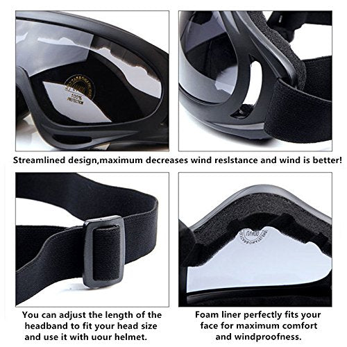 SPOSUNE Motorcycle Goggles Airsoft Goggles, UV400 Protection Dirt Bike Goggles, ATV Goggles Safety Goggles for Men Women