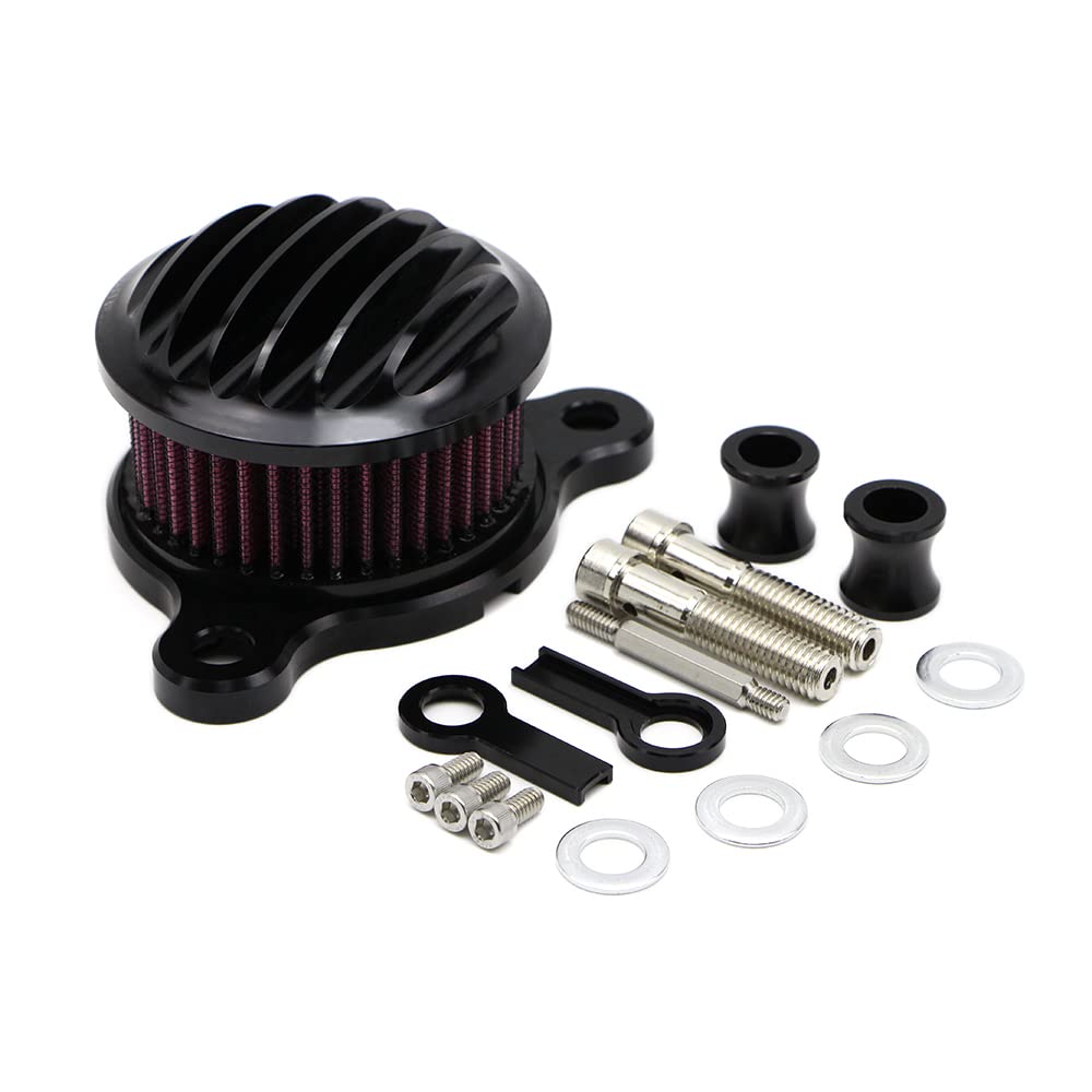Dreamseek Engine Air Cleaner Filter Compatible With Harley Sportster Xl883 Xl883N Xl883R Xl883P Xl1200 Xl1200L Xl1200X 1988+ Motorcycle Intake System Cnc Black Billet Washable