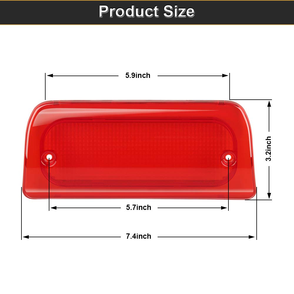 Ravsoft 3Rd Third Brake Light Lens Red Cover With Seal Gasket Extended Cab Only Compatible With 1994-2003 Chevy S10 Gmc Sonoma 1997-2000 Isuzu Hombre High Mount Stop Lamp Assembly