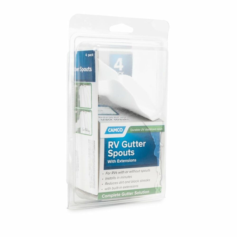 Camco Rv Gutter Spouts With Extensions | Direct Rain Water Runoff Away From The Rv | White (42134)