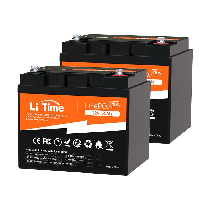 Litime 12V 50Ah Lithium Lifepo4 Battery Built In Bms, 10 Years Lifetime 4000+ Cycles Output Power 640W, Perfect For Boat Marine