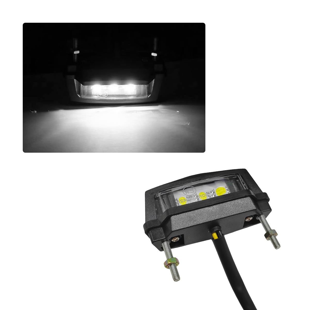 Wevdn Motorcycle LED License Plate Light 6K, 12V Universal Bright LED License Plate Lamp Rear Brake Taillight, Waterproof 6K Tai