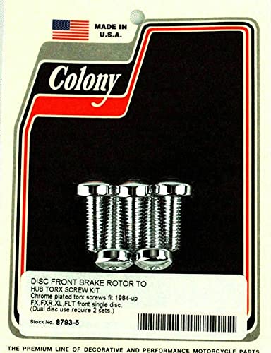 Colony Chrome Front Rotor Torx Bolts For Harley-Davidson Brake Rotors With Cast Wheels Oem #43655…