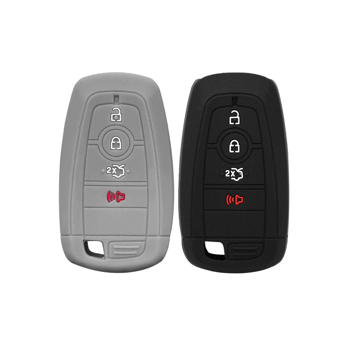 Suvnie 2 PCS Silicone Key Fob Cover, Smart 5 Buttons Key Fob, Automotive Remote Key Protection Case, Compatible with F150 F250 F
