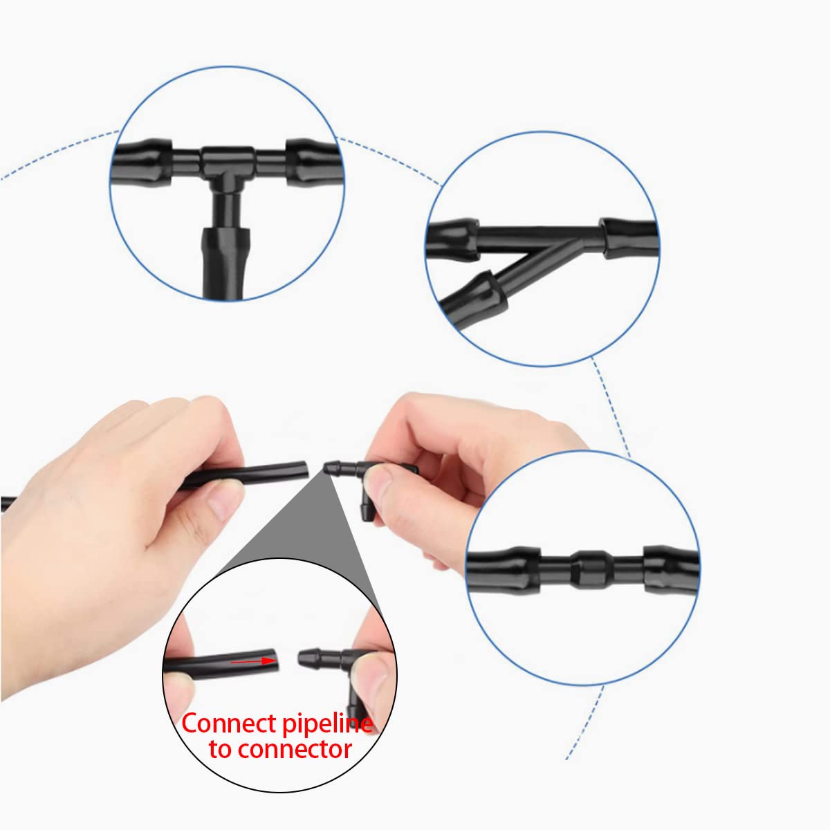 Auceli 17 Pcs Set Windshield Washer Hose Kit, 12 Pcs Hose Connectors, 5M Washer Fluid Hose, 2 Fan Nozzles, 2 Rubber Gaskets, Con