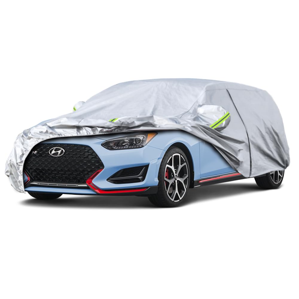 Kaugung 6 Layers Hatchback Car Cover Universal For 2011-2025 Hyundai Veloster, Waterproof All Weather Resistant Outdoor Sun Rain