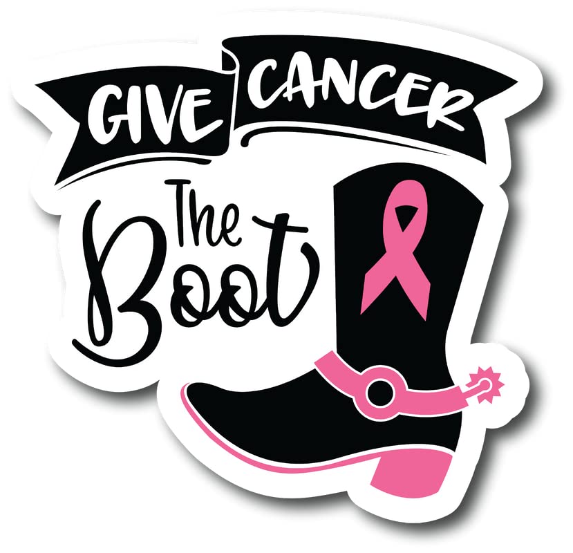 Give Cancer The Boot | Breast Cancer Awareness Month | Great Gift Idea|Decal Sticker|2 Pack| 5 Inch Stickers|S11700