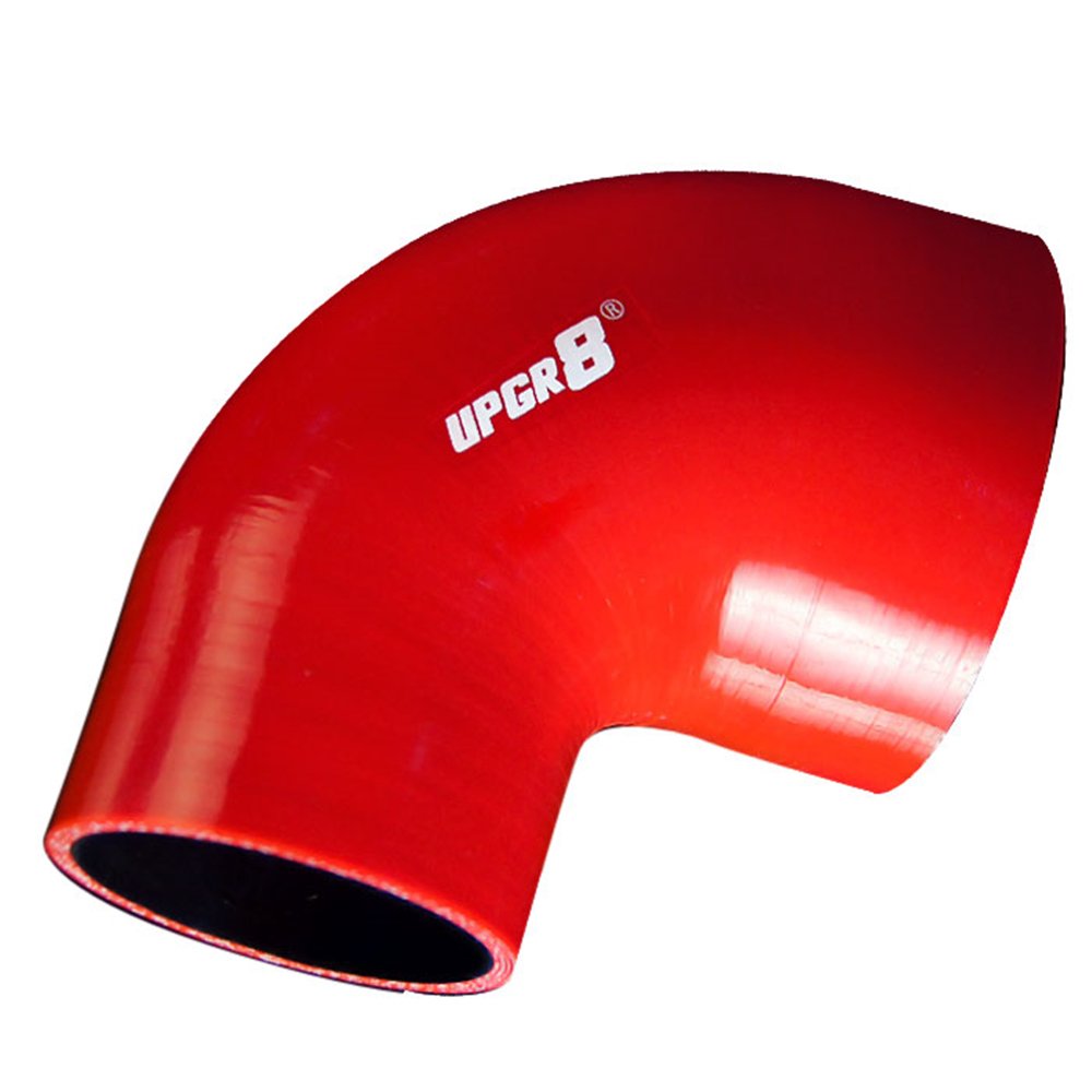 Upgr8 Universal 4-Ply High Performance 90 Degree Elbow Reducer Coupler Silicone Hose (3.0(76Mm) To 3.5(89Mm), Red)