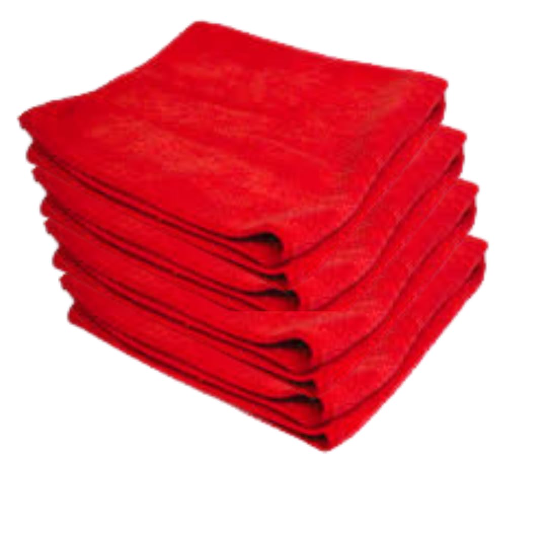 Embuer Microfiber Cloth  4 pcs  40x40 cms  350 GSM RED! Thick Lint & StreakFree Multipurpose Cloths  Automotive Microfibre 