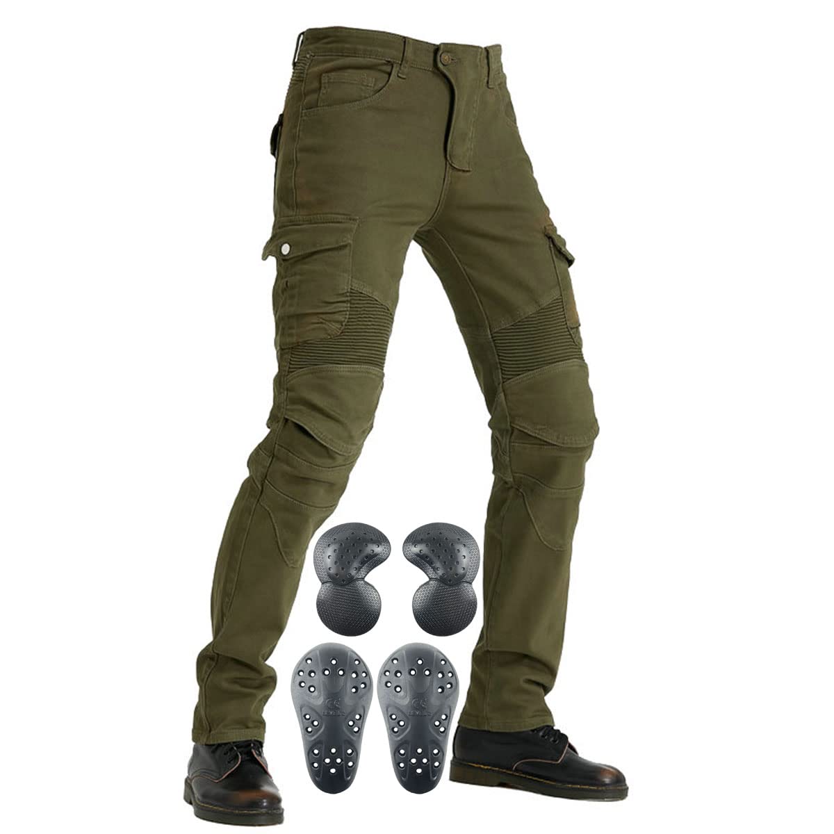Men'S Motorcycle Riding Pants Denim Jeans Protect Pads Equipment With Knee And Hip Armor Pads Ves6 (Army Green, S=28)