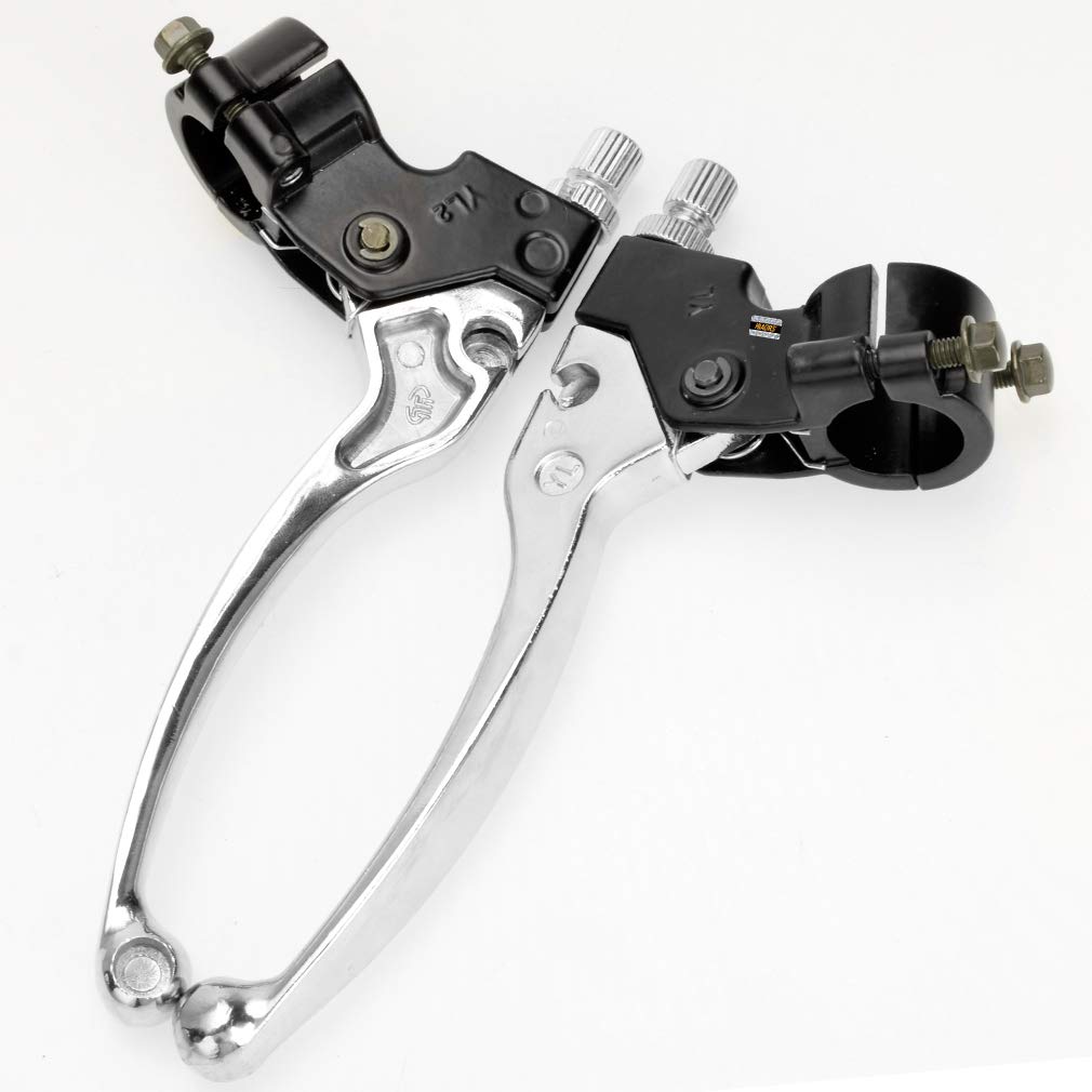 Hiaors Silver Left Right 7/8' 22Mm Clutch Brake Handle Levers Perch For Honda Xr80 Xr100 Crf70 Crf70F Crf80 Crf100 Xr200R Crf450R Xr100 Xr250 Xtreme 125Cc Chinese 110Cc Pit Dirt Motor Bike Motocross