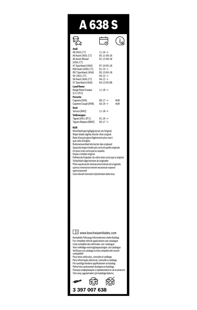 Bosch 3397007638 Aerotwin Oe Replacement Wiper Blades Driver & Passenger Side - Set Of 2 (26'' & 21'') Top Lock 16Mm