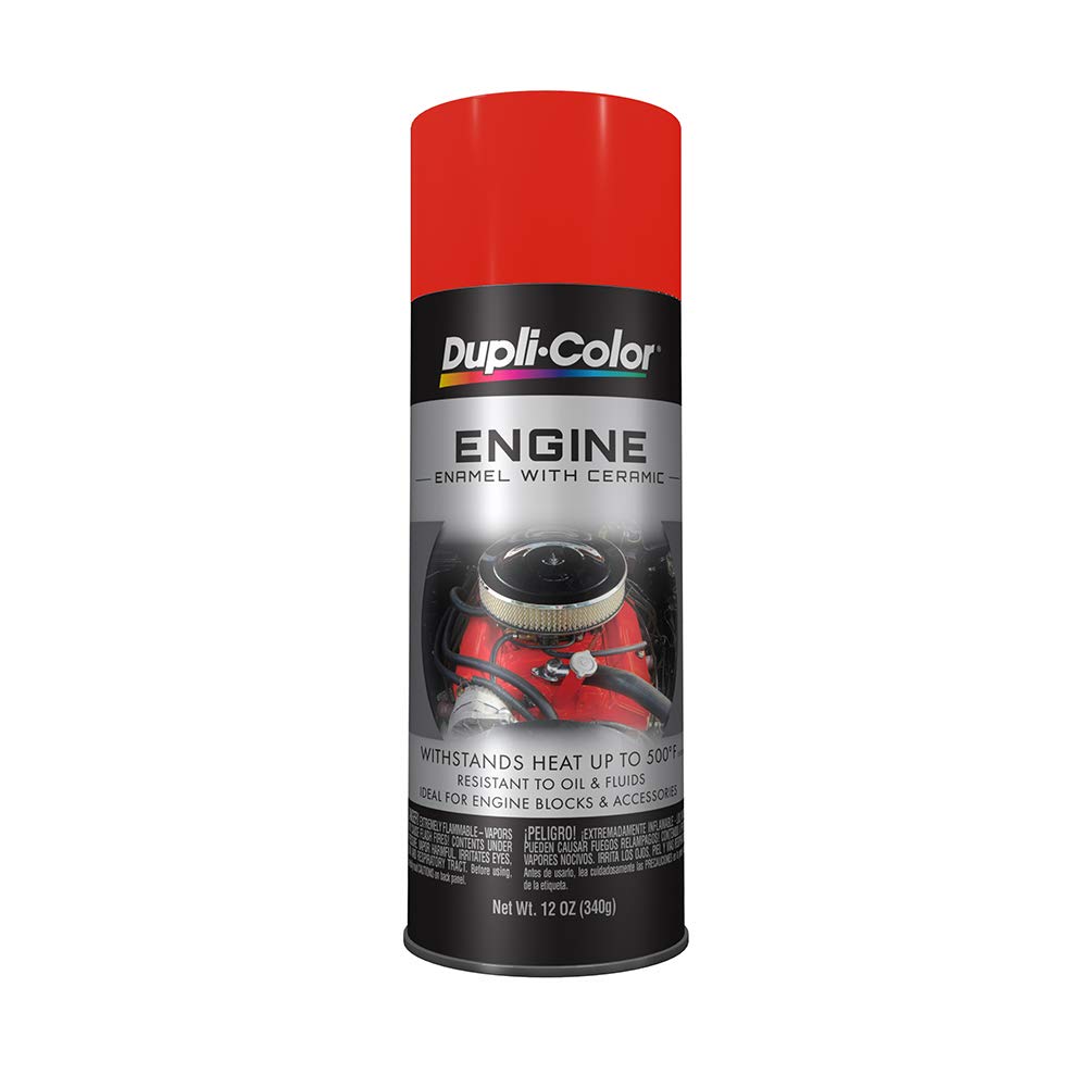 Dupli-Color DE1607 Engine Enamel Spray Paint with Ceramic - Chevrolet Orange Red - 12 oz Aerosol Can