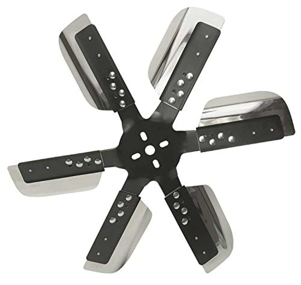 Derale 17019 19'' Heavy Duty Stainless Steel Standard Rotation Flex Fan, Black Hub