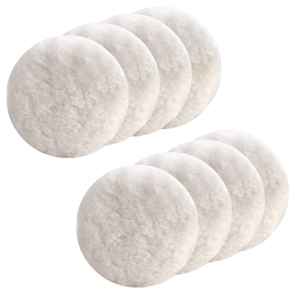 Utoolmart 6 Wool Polishing Pad Hook and Loop Buffing Wheel for Car Auto Orbital Polisher Buffer 8Pcs
