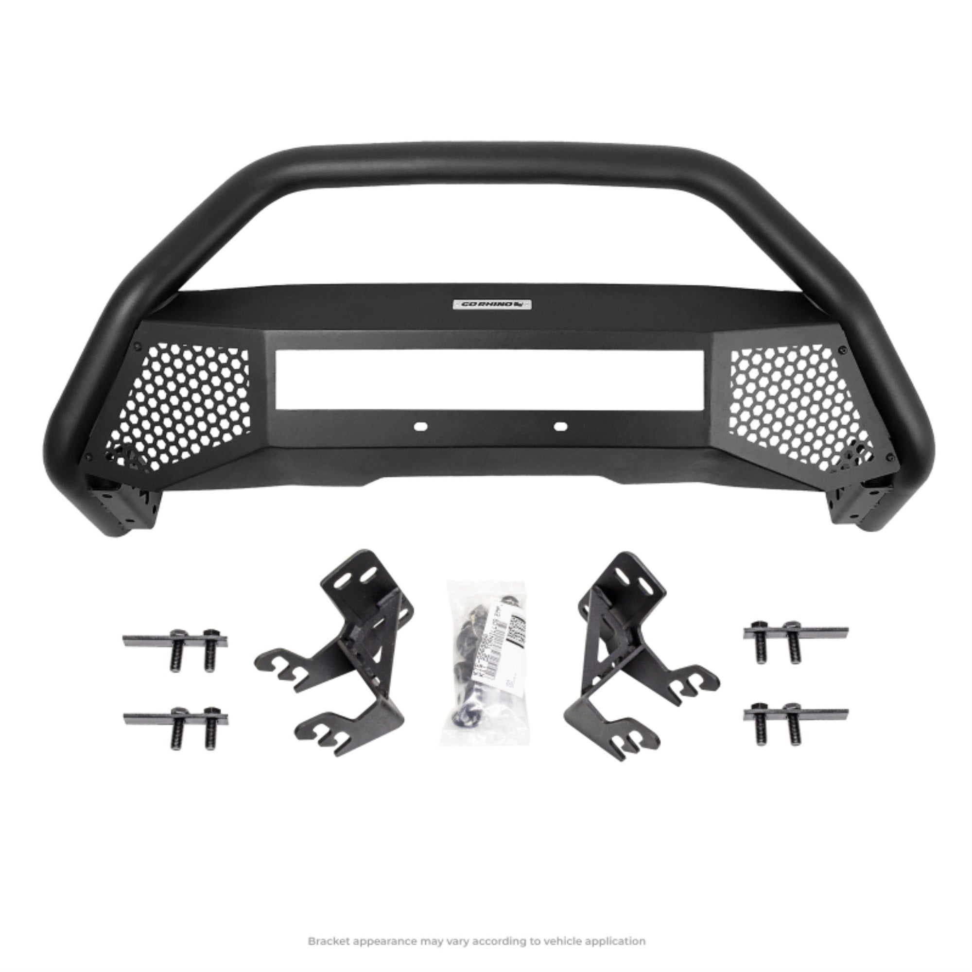 541860T RC4 LR  Complete kit: Front guard + Brackets Silverado 1500  Mild steel, Textured Black made in Mexico.