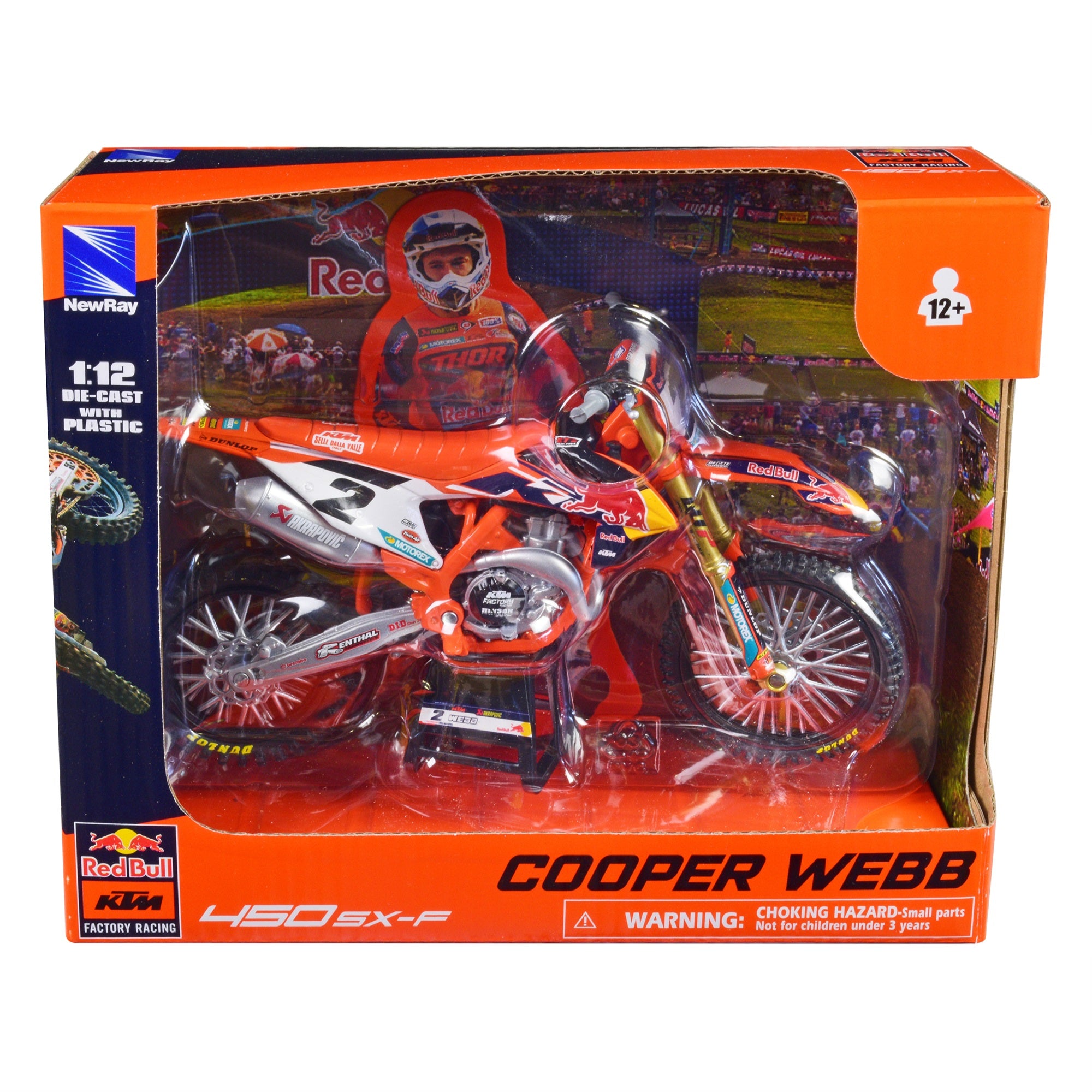 Ktm 450 Sx-F Motorcycle #2 Cooper Webb ''Red Bull Ktm Factory Racing'' 1/12 Diecast Model By New Ray