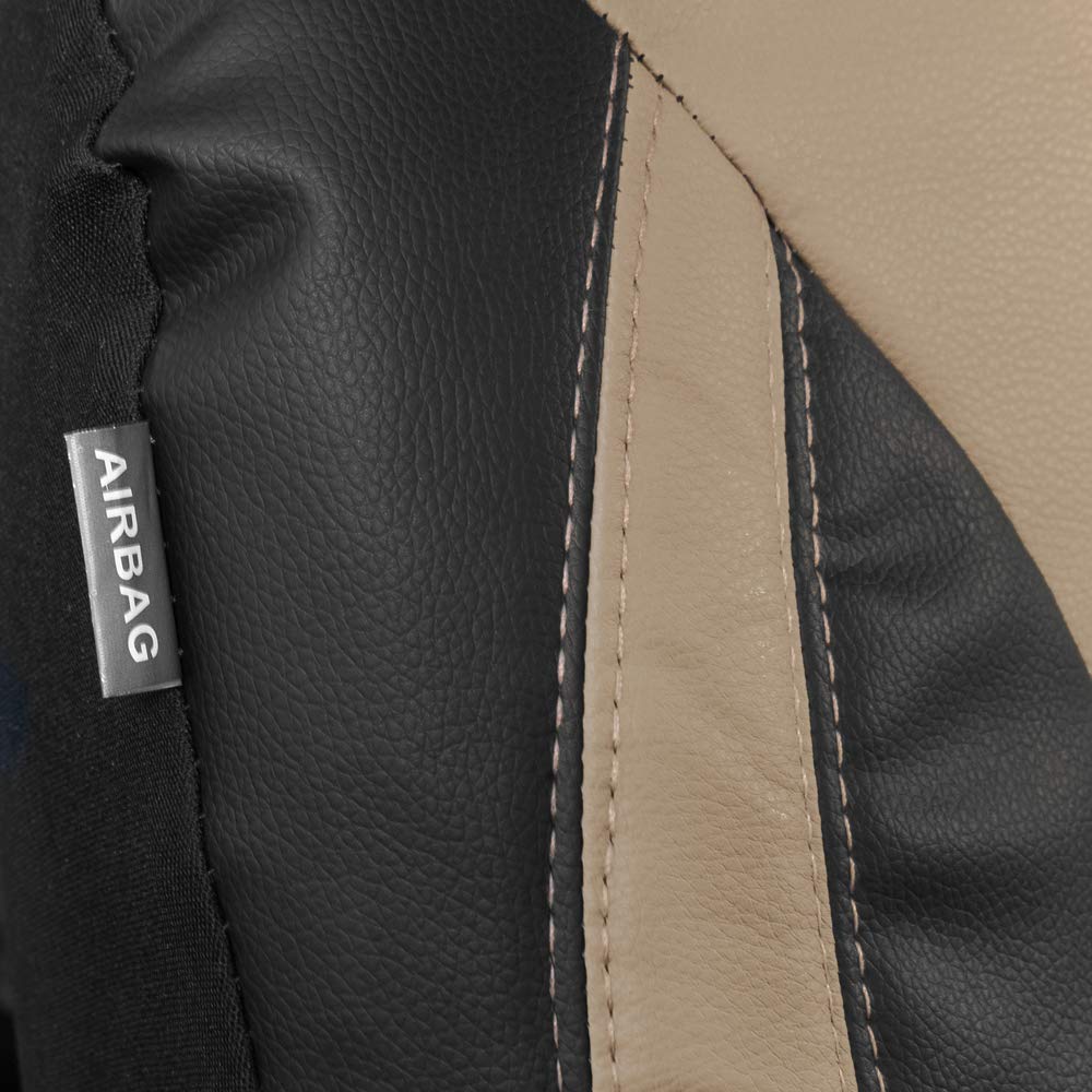 Motor Trend Beige Faux Leather Car Covers for Front Seats - Premium Automotive Bucket Seat Covers, Made for Vehicles with Remova