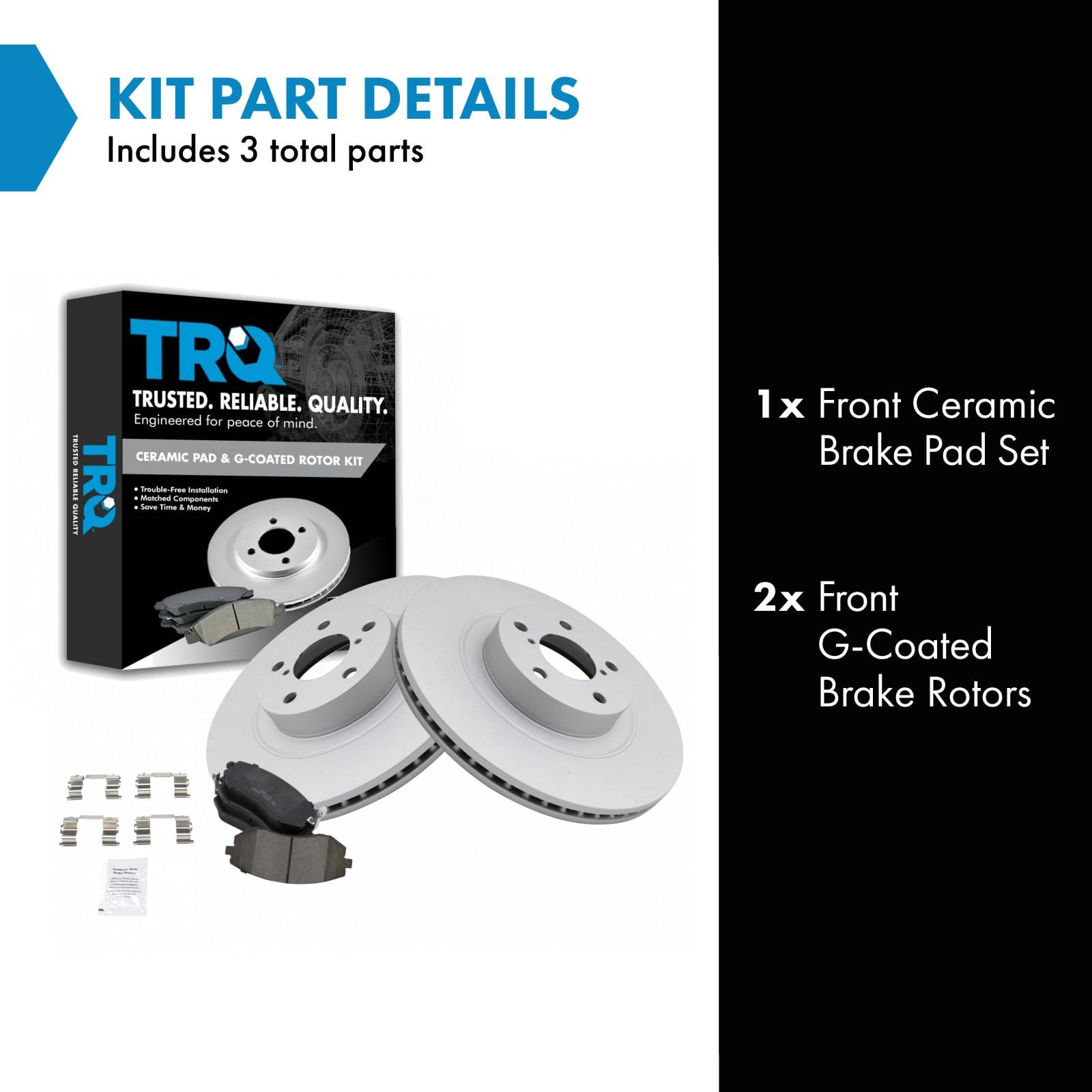 Trq Front Brake Pad & Rotor Kit Brake Pads Brake Rotor Ceramic Premium G-Coated Compatible With 2004-2006 Subaru Baja 2009-2010