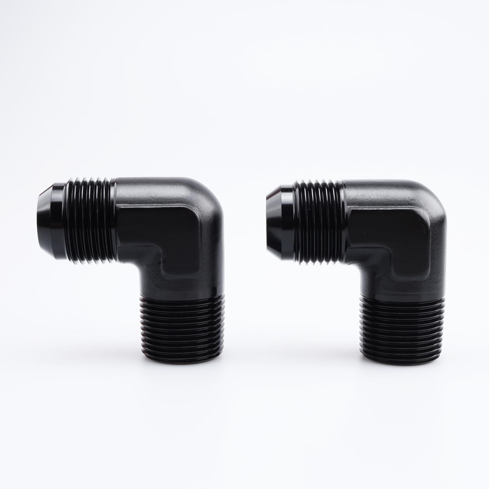 Ac Performance 90 Degree Elbow -12 An Male To 3/4'' Npt Male Fitting Adapter Connector Aluminum Black, Pack Of 2