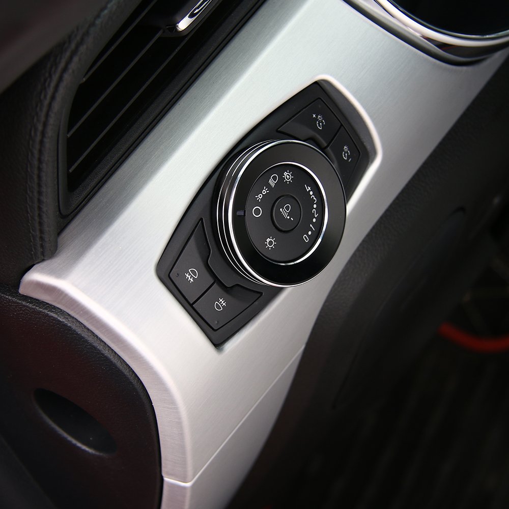 Keptrim For F150 Mustang Headlight Switch Knob Button Trim For Ford F150 Mustang 2015-2020, Black Aluminum, 1Pc