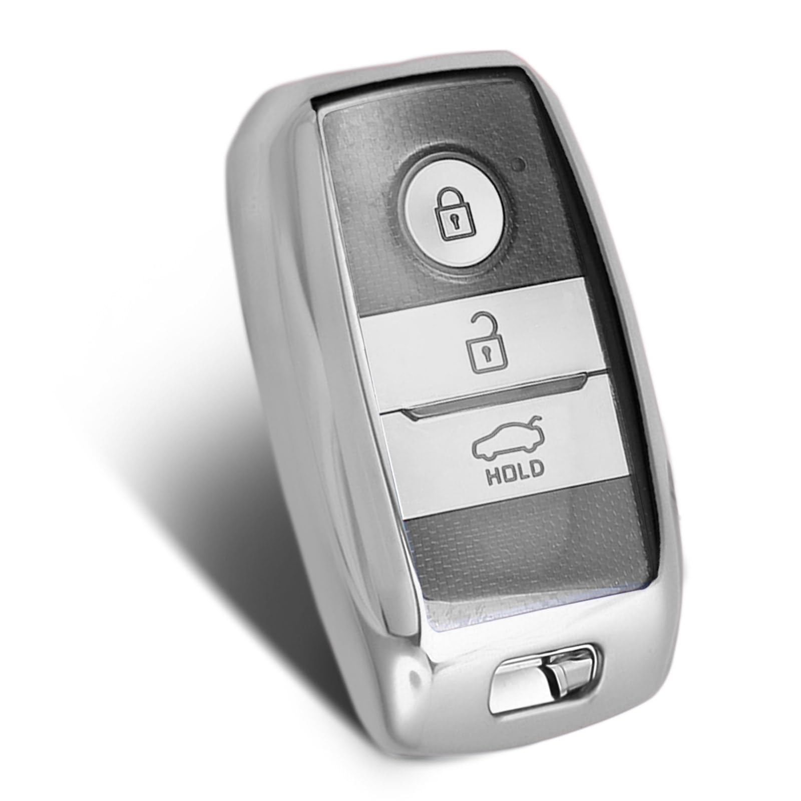Worcas Soft Tpu Key Fob Cover Case Compatible With Kia Forte Koup Optima Rio Sedona Sorento Soul Ev Sportage Niro Forte (Silver)