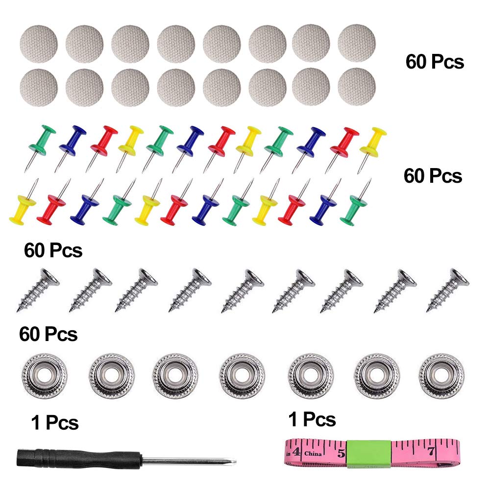 Ricwina 60 Pcs Automotive Car Roof Headliner Repair Button, Universal Auto Roof Snap Rivets Retainer Design For Car Roof Flannelette Fixed, With Installation Tool And Fit All Cars