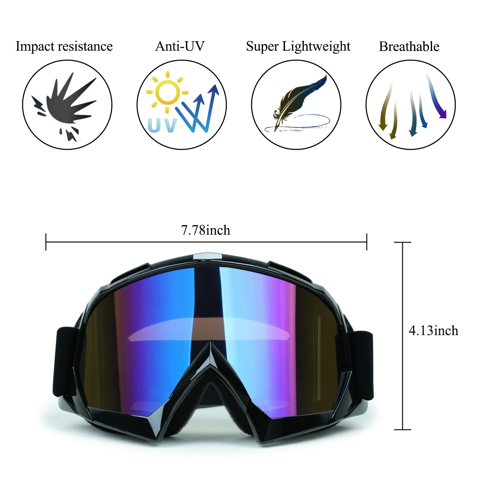 Xyop Atv Goggles - 2-Pack Wide Vision Off-Road & Motocross Goggles - Windproof Uv400 Lens For Men, Women & Kids