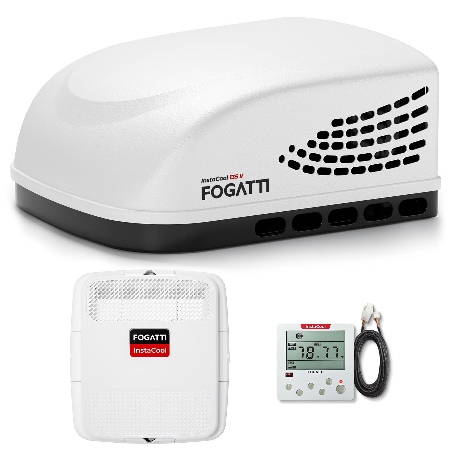 FOGATTI RV Air Conditioner InstaCool 13500BTU, Non-ducted, Rooftop AC Unit RV, All in One Unit, Easy Install, Quiet AC, For Camp