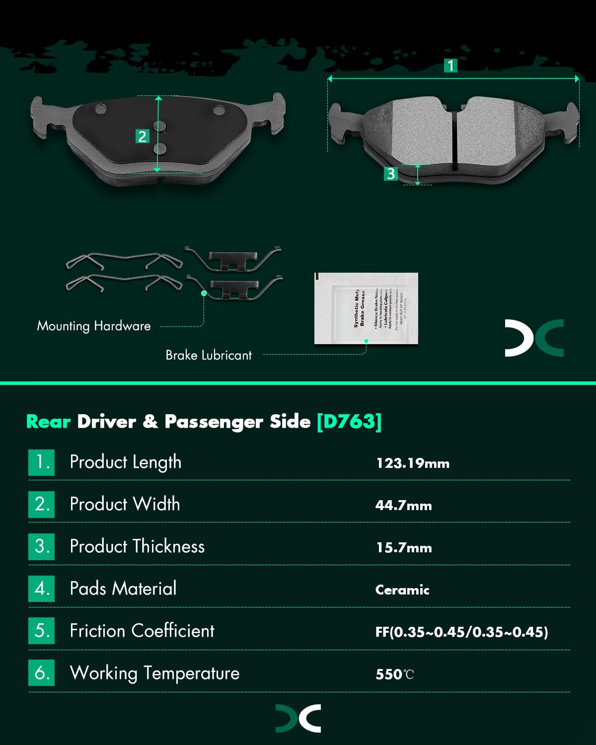 Scitoo D763 Rear Ceramic Brake Pads Sets Fit For Bmw 318I 318Is 318Ti 320I 323Ci 323I 323Is 325Ci 325I 325Is 325Xi 328Ci 328I 32