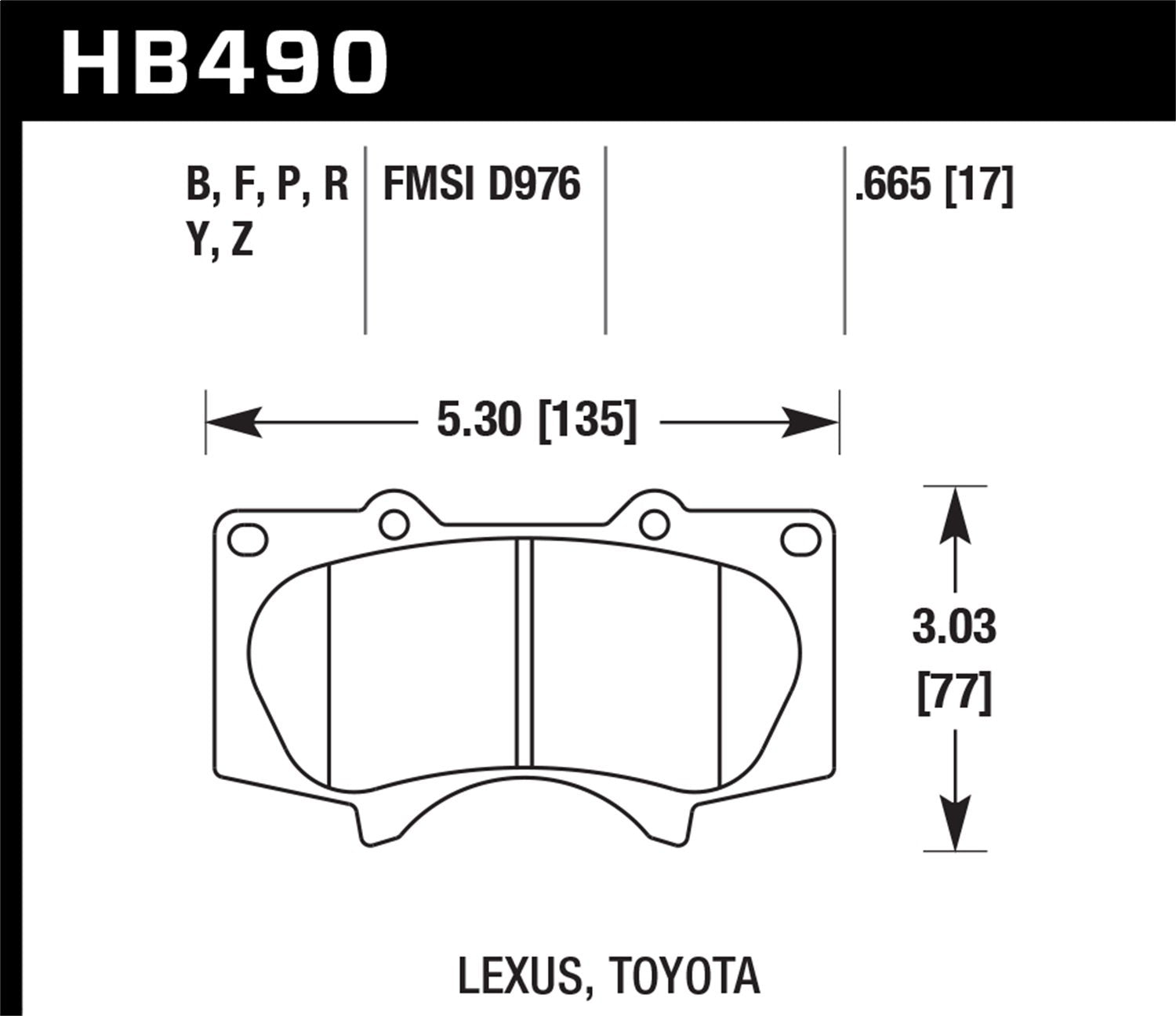 Hawk Performance Hb490Y.665 Lts Rear Brake Pad