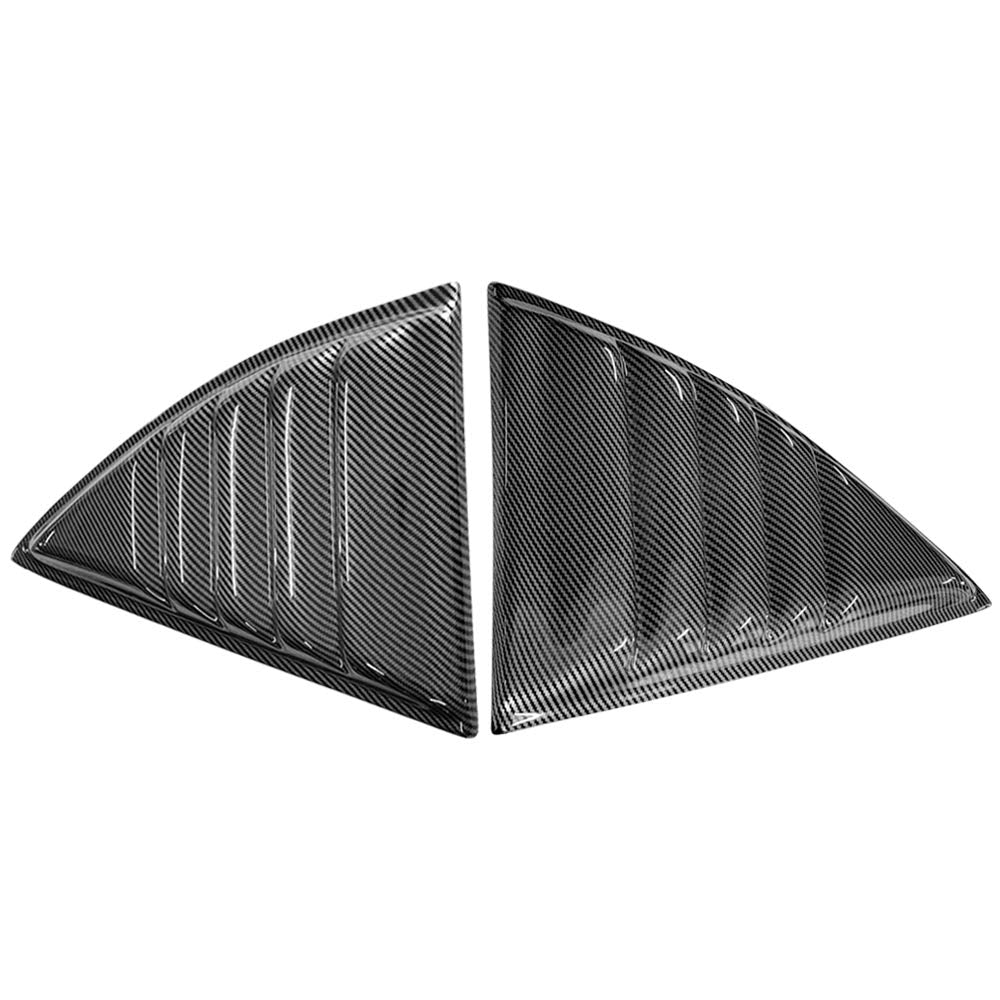 Ikon Motorsports, Side Window Louver Compatible With 2010-2015 Chevy Camaro Coupe, Carbon Fiber Print Sun Shade Cover Windshield Scoop Pair, 2011 2012 2013 2014