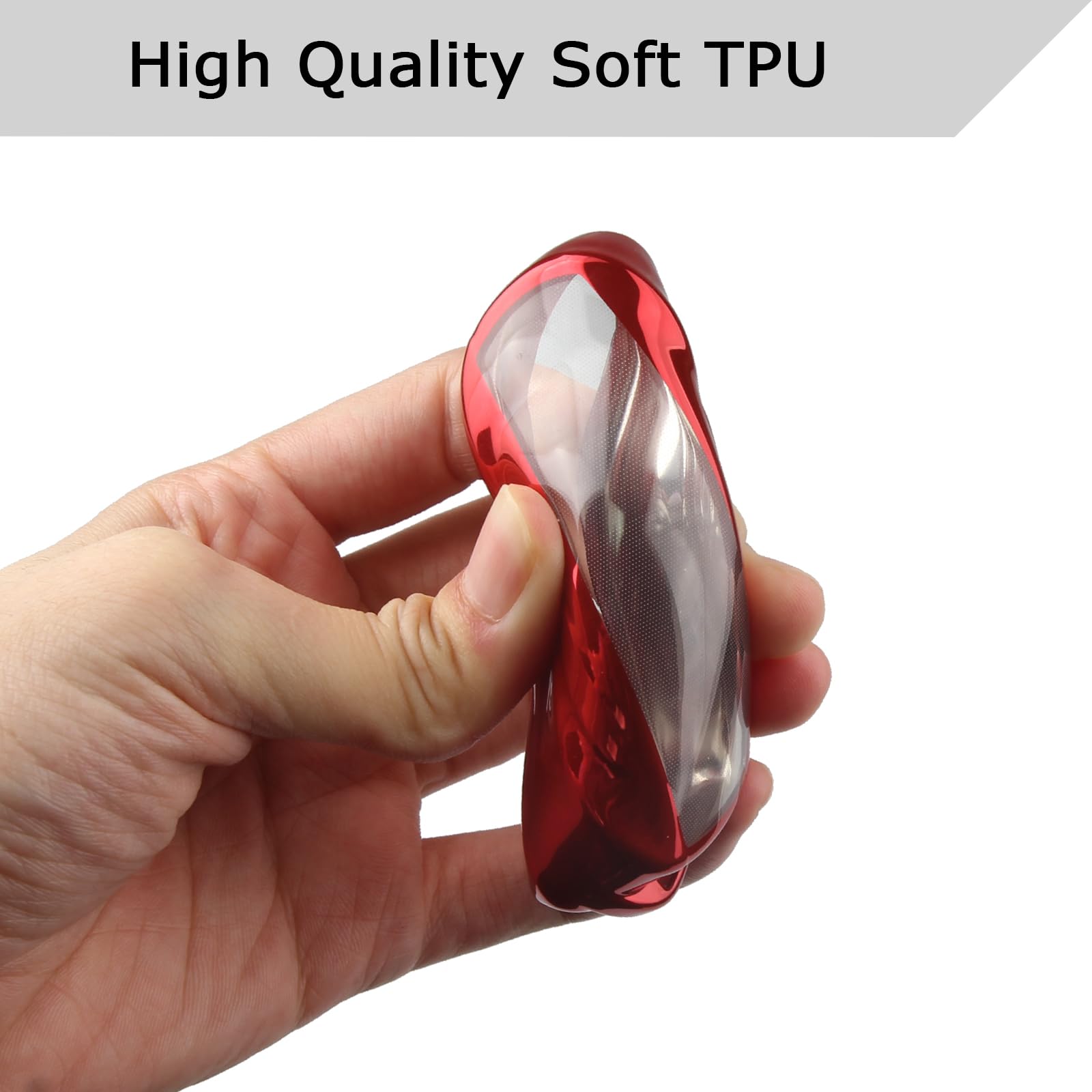 Qbuc For Tesla Key Fob Cover With Keychain Soft Tpu Protection Case Compatible With Tesla Model S (Red)
