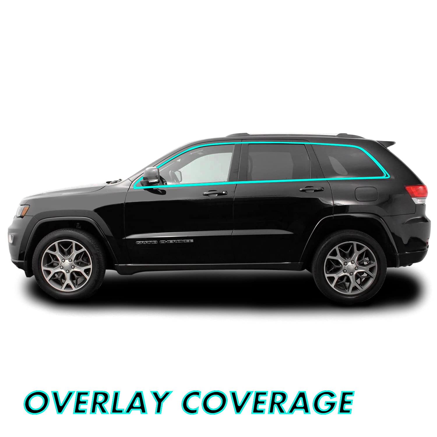 Slickmod Chrome Delete Blackout Vinyl Overlay For 2011-2021 Jeep Grand Cherokee Window Trim (Gloss Black)