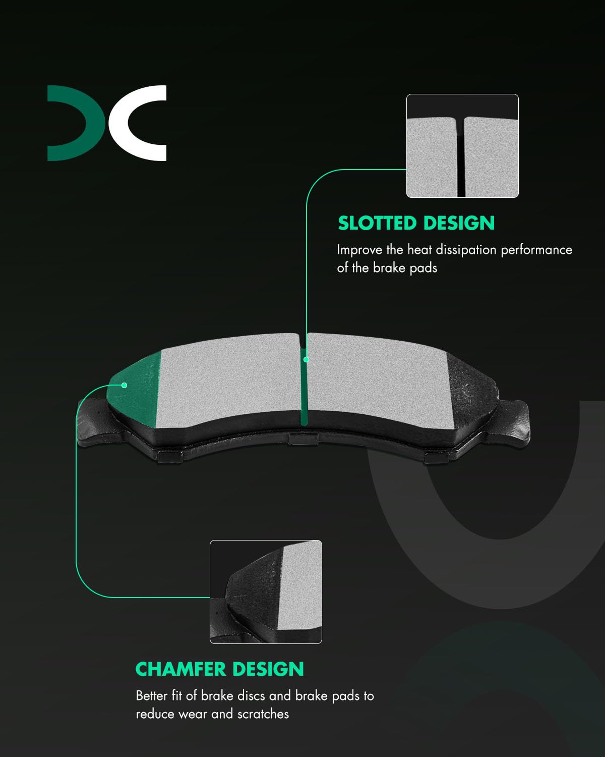 Scitoo D1092 Front Semi-Metal Brake Pads Sets Fit For Cadillac Escalade Esv/Ext,For Chevy Avalanche/Silverado 1500/Silverado 150