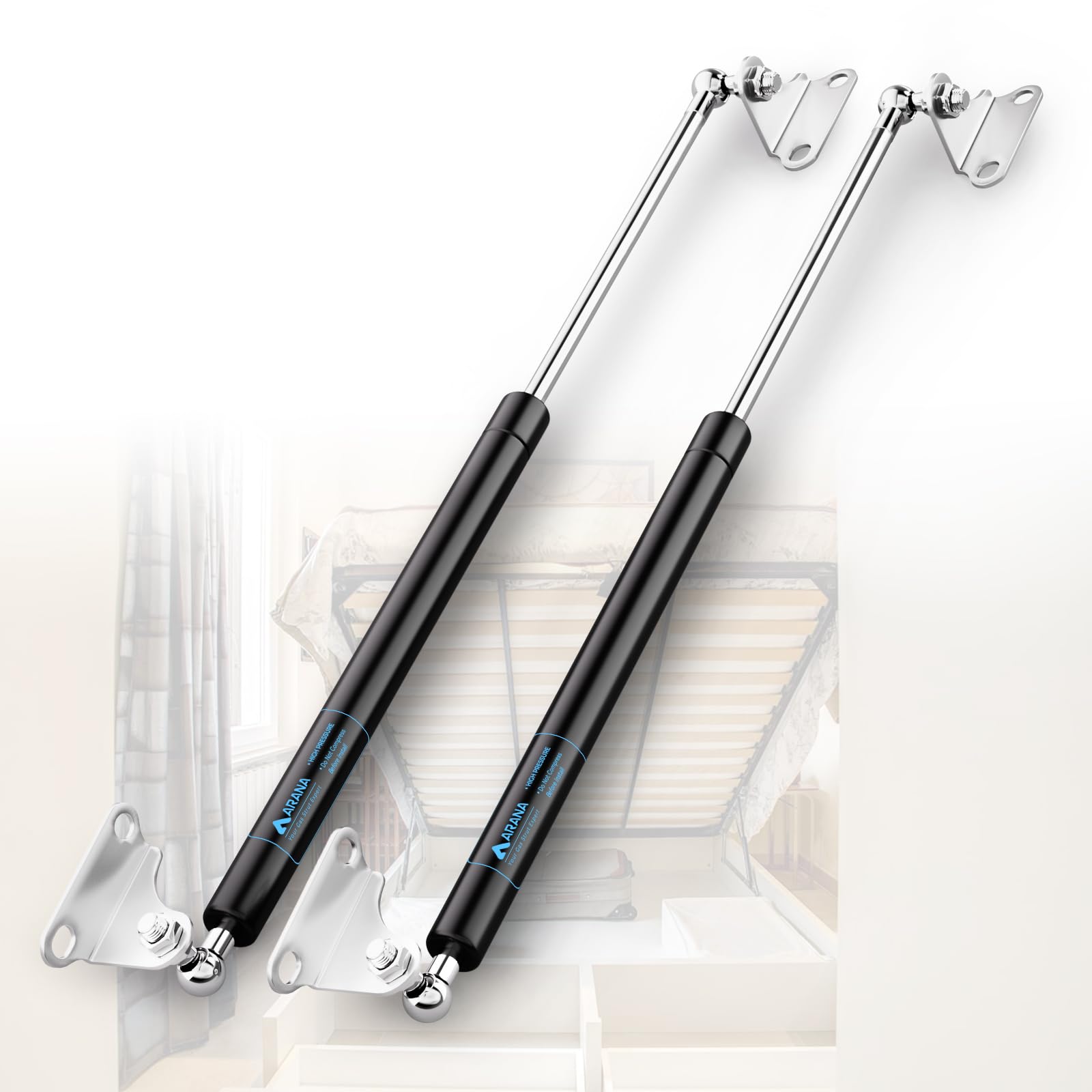 Arana 20 Inch 150 Lb Gas Prop Struts Shocks, 20'' 150Lbs Lift-Support Springs With L-Type Mounting Brackets For Heavy Duty Bed M
