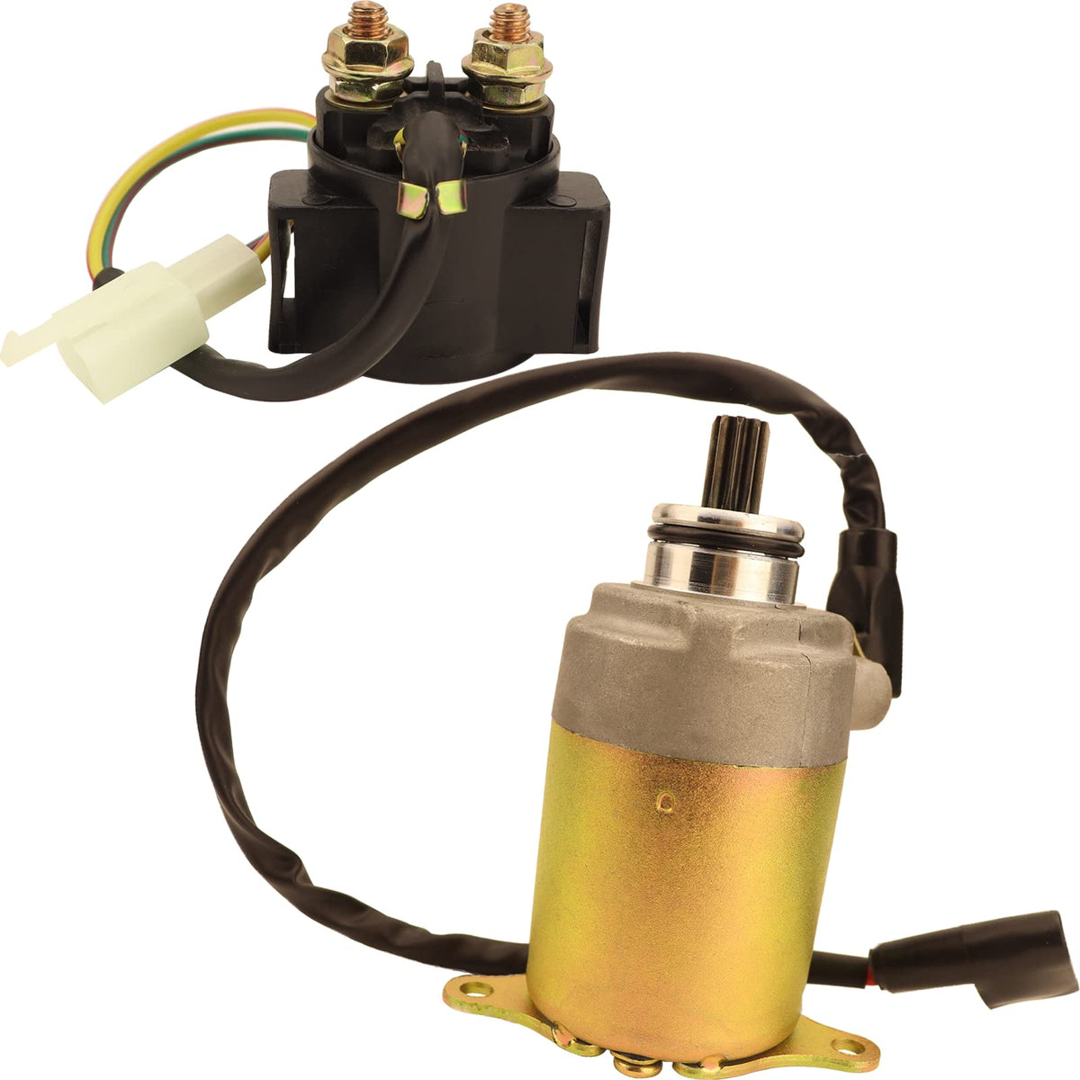 Zsoog Starter Motor And Solenoid Relay For Gy6 Engine 125Cc 150Cc Atv Scooter Moped Atv Dirt Bikes Go Karts Quad 4 Wheelers Taotao Baja