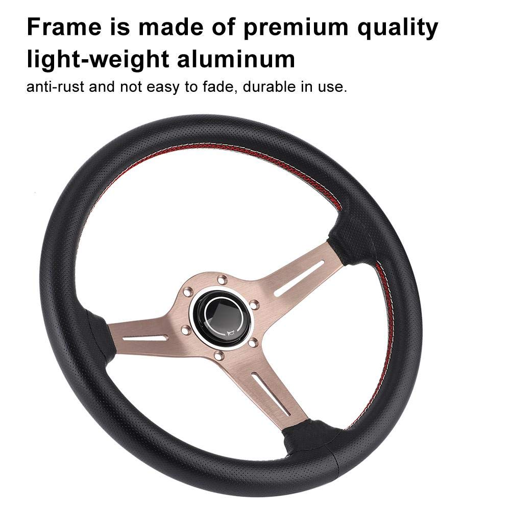 Steering Wheel For Nardi Style 6-Bolt Half Dish Black Perforated Leather Racing Steering Wheel W/Horn Modifed Parts