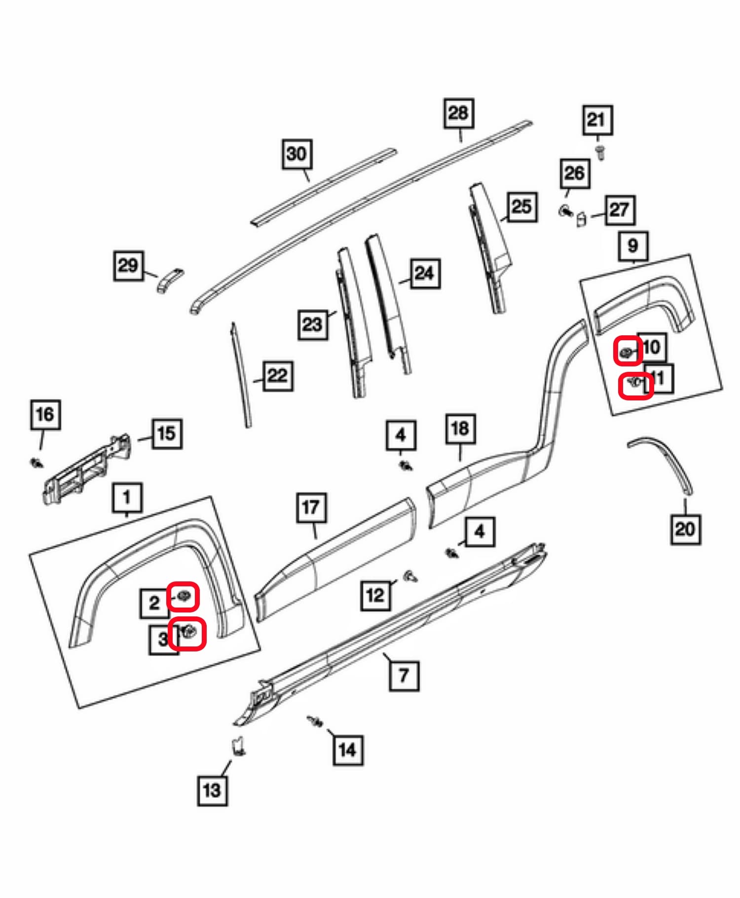 Rexka 20 Sets Fender Flare Trim Door Moulding Clips Kits For Jeep Renegade Fiat 500 5Sr17Jxwaa 68102758Aa 68241251Aa