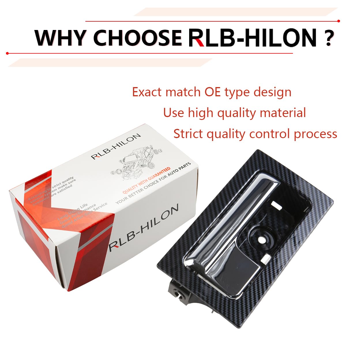 RLB-HILON Interior Door Handle Compatible with Ford F150 2009 to 2014 Year, Front or Rear Right Passenger Side Door, Carbon Fibe