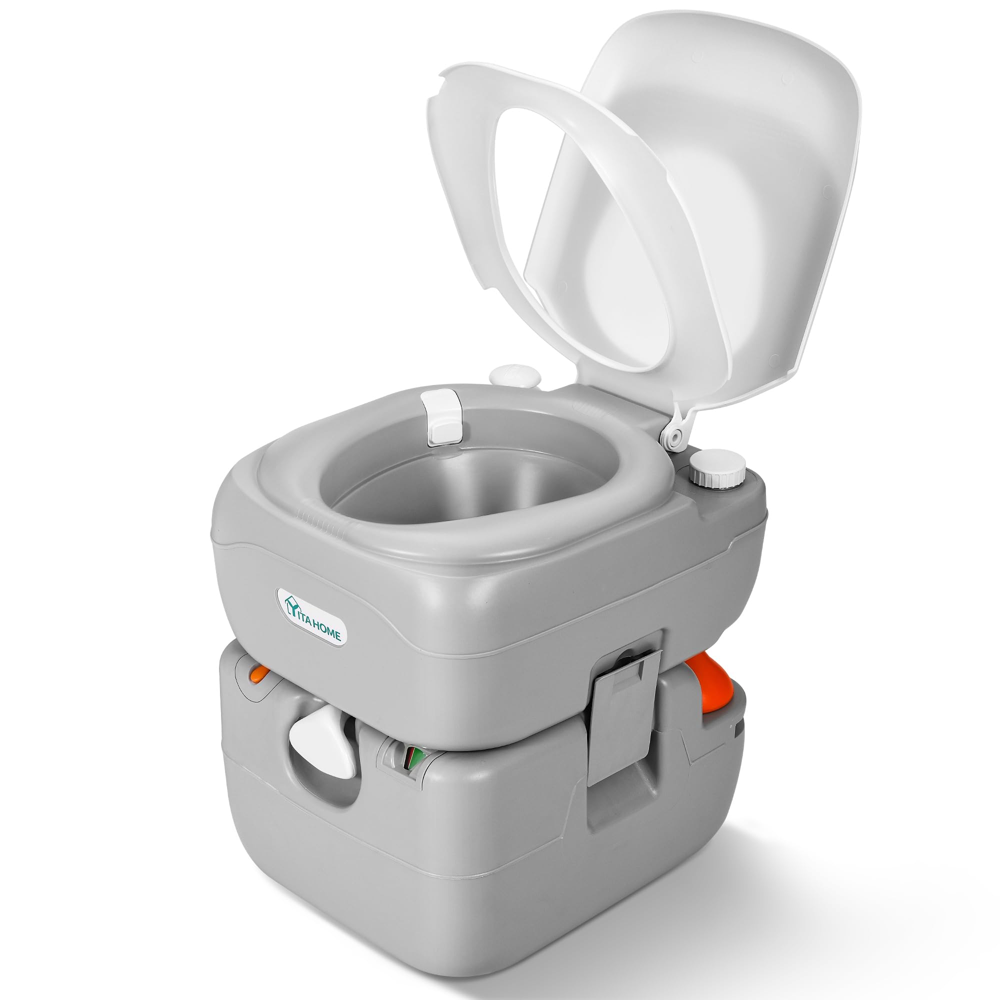 Yitahome Portable Toilet 5.8 Gallon, Travel Rv Potty With Level Indicator, T-Type Water Outlets, Anti-Leak Handle Water Pump, Ro