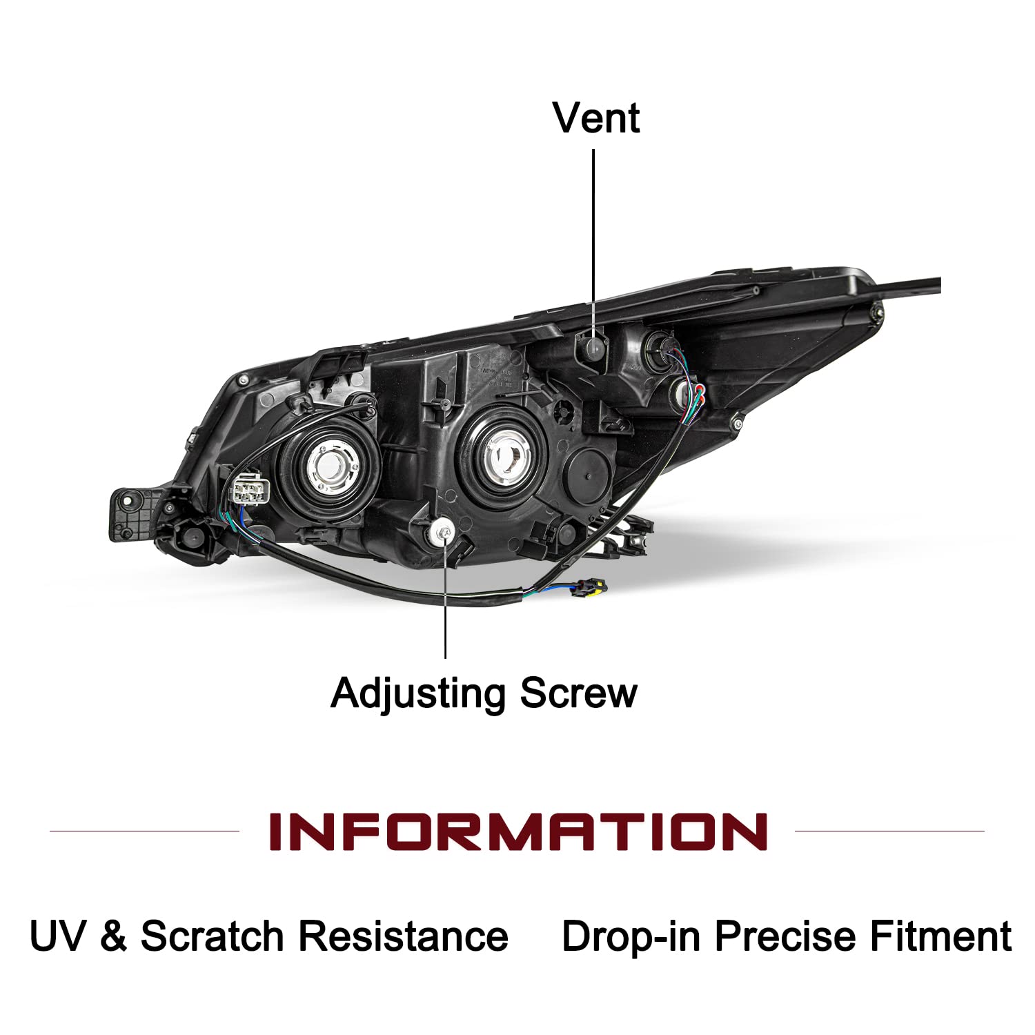 Jsboyat For 2014-2016 Subaru Forester Halogen Headlight Assembly Replacement Chrome Housing Amber Reflector Right Passenger Side