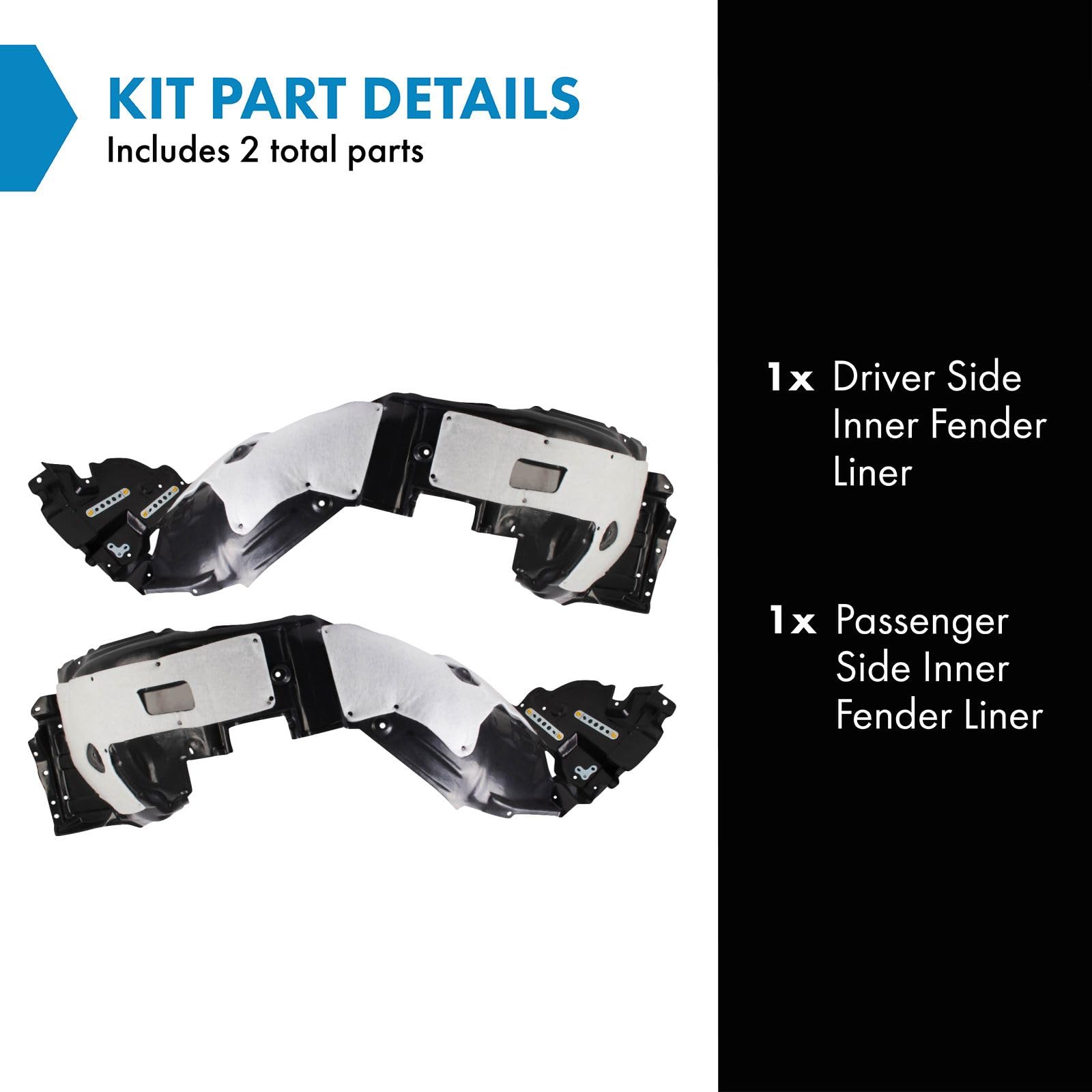Trq Inner Fender Liner Set Compatible With 2010-2012 Lexus Ls460 Ls600H Lx1248130 Lx1249130