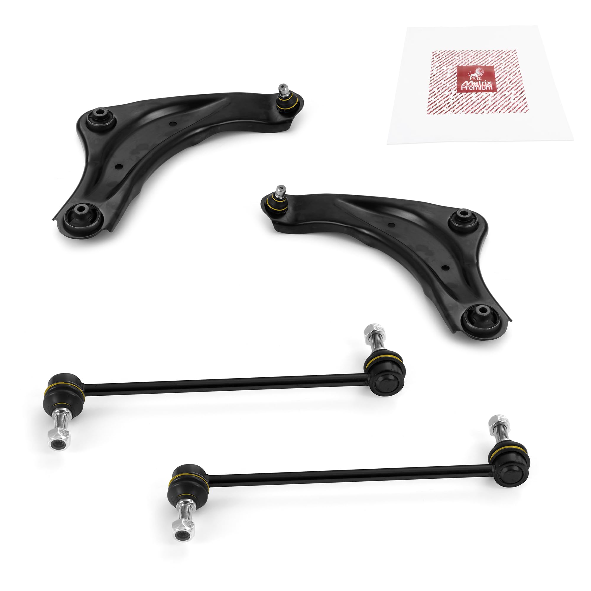 Metrix Premium Chassis Parts - 4 Pc Front Lower Control Arm & Front Sway Bar Stabilizer End Link Kit Fits 15-18 Chevrolet City E