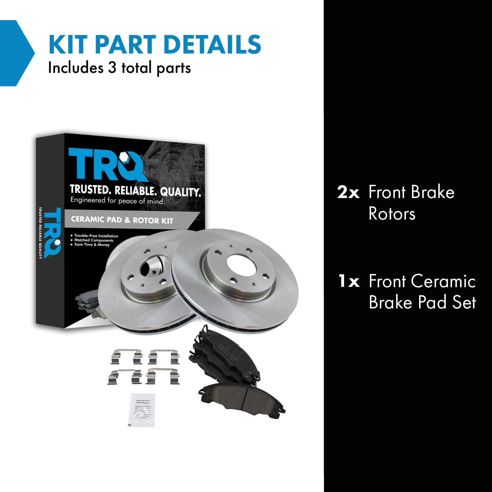 Trq Front Brake Pad & Rotor Kit Brake Pads Brake Rotor Ceramic Compatible With 2008-2011 Ford Focus