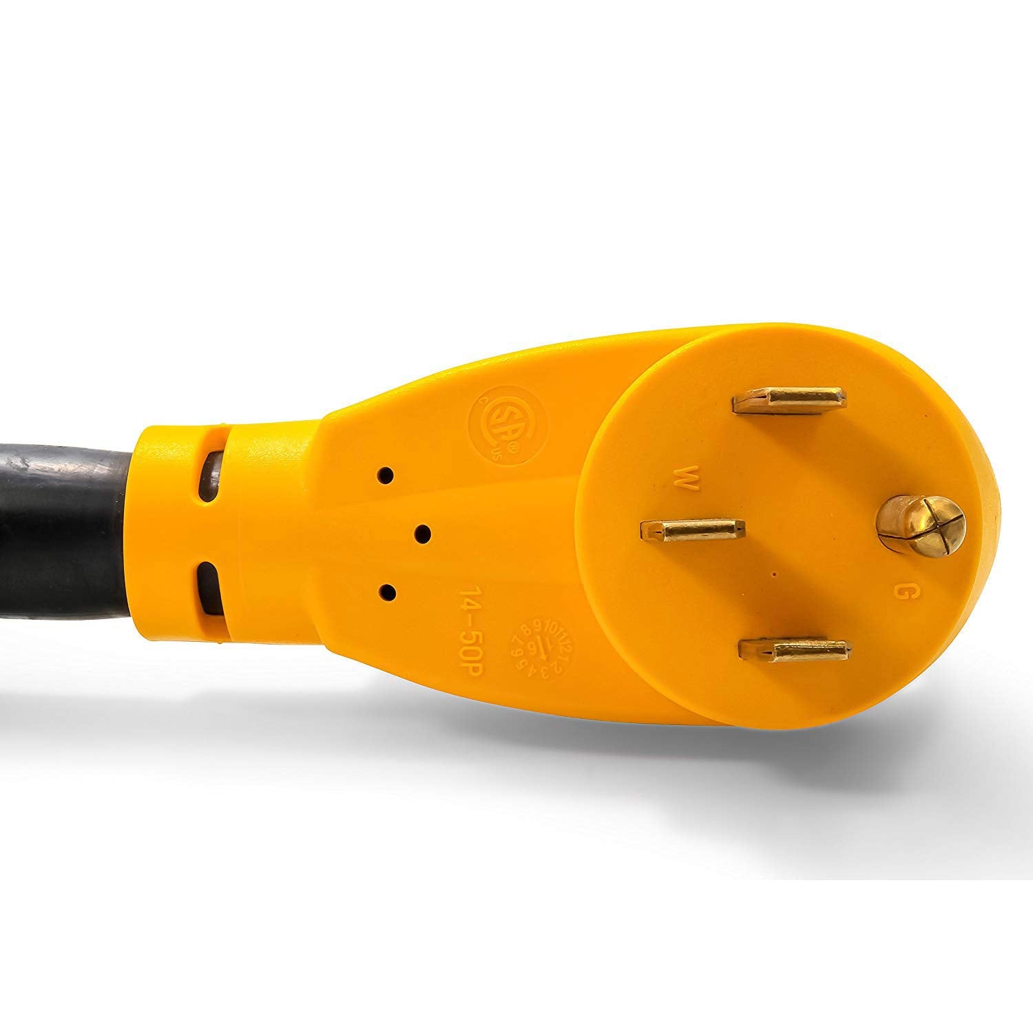 Camco 55574 Powergrip 25 Foot Long 50 Amp Rv Power Cord Cable With 50 Amp Male Plug And 50 Amp Female 90 Degree Locking Adapter