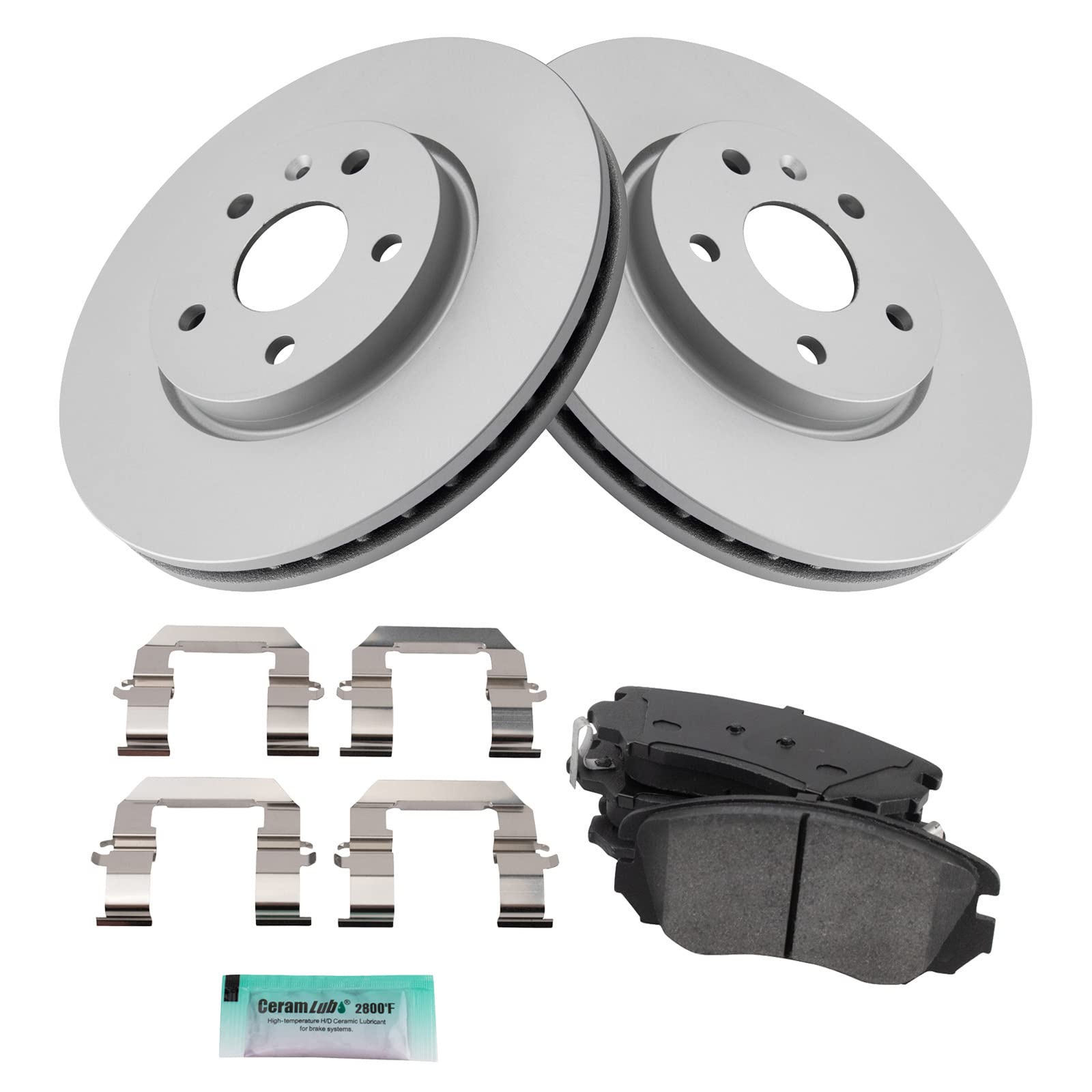 Trq Front Semi-Metallic Brake Pads & G-Coated Rotors Kit Compatible With Buick Chevy Gmc