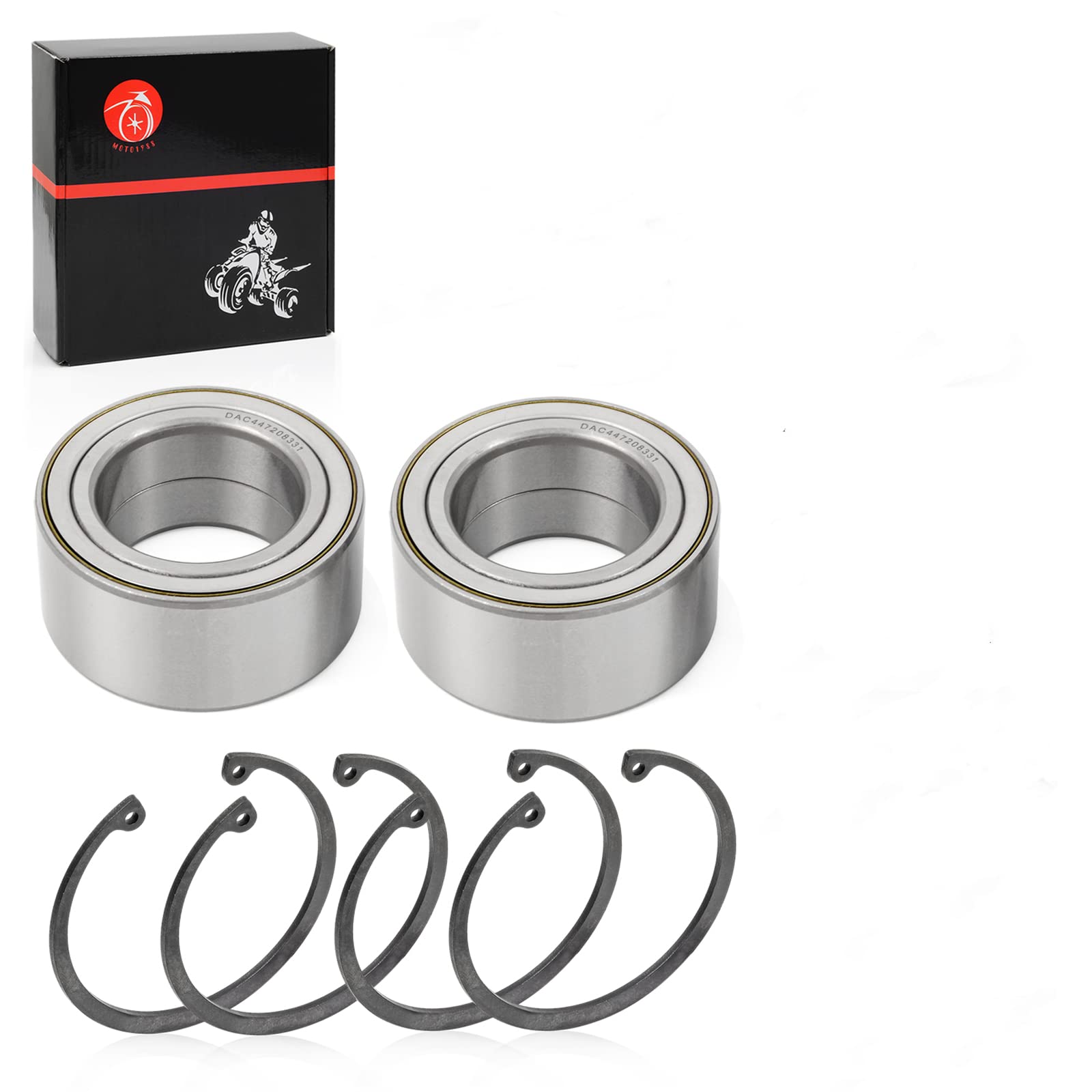 Front Wheel Bearings 44x72x33mm & Ring Clip Compatible with Polaris RZR 800 4 S 2010 2011 2012 2013 2014 3514699 3515090 7710780
