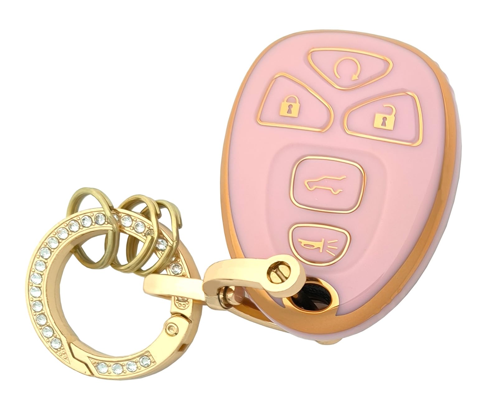 Key Fob Cover Case Shell Keychain For Suburban Tahoe Traverse Gmc Acadia Yukon Cadillac Escalade Srx Buick Enclave Pink (For Gmc
